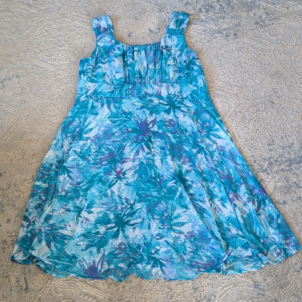 Sz22 Signature Ella by Dressbarn Empire Waist Dress Midi Floral Print cottagecor